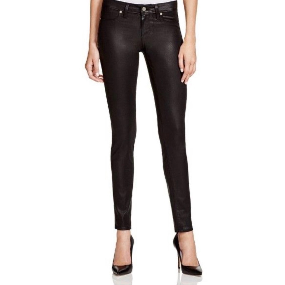 Paige jeans shiny coated black denim jeans